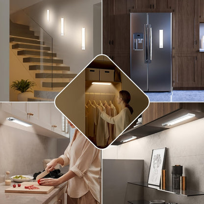 Rechargeable Under Cabinet Lights Wireless, 68 LED Motion Sensor Cabinet Light with 3 Color Temps & 2000mAh Battery