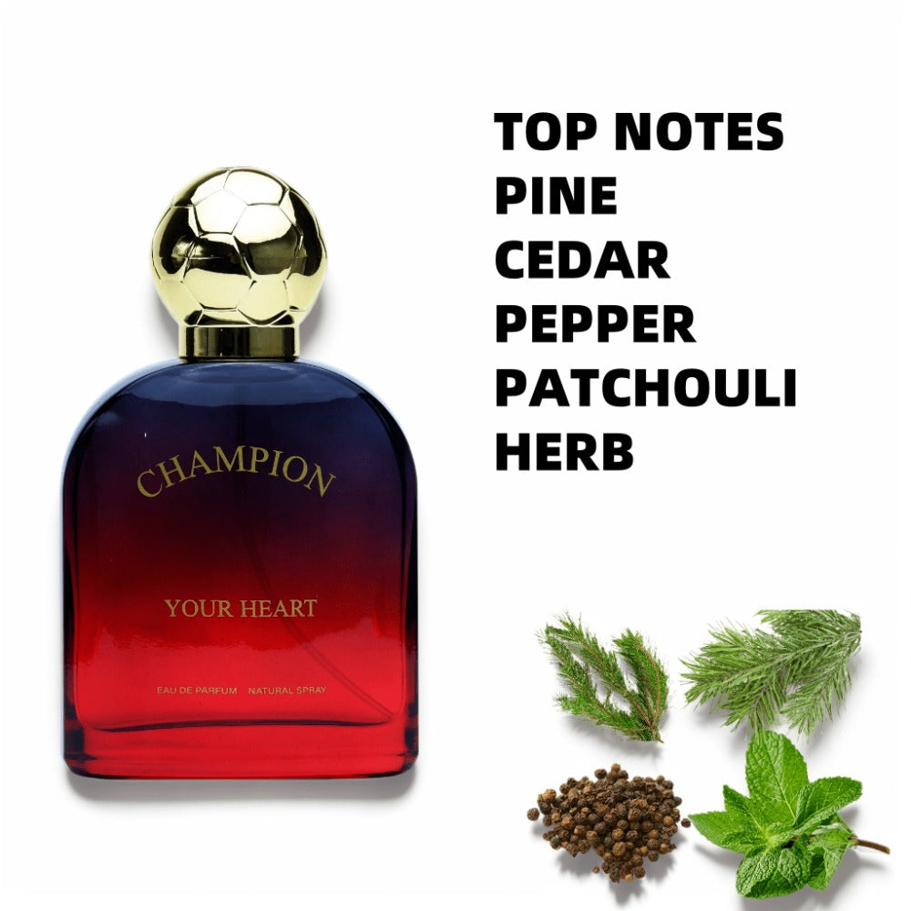 Men's Cologne Champion Your Heart 100ml Eau de Toilette Spray in Red Gradient Bottle with Presentation Box