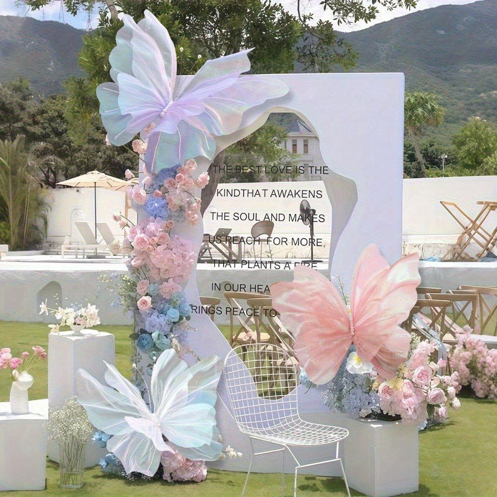 Pink Butterfly Wall Decorations, Three-Piece Set with Layered 50 x 42cm Wing Designs for Hanging Displays
