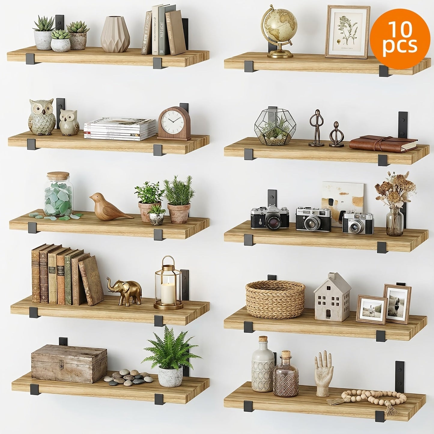 Floating Shelves for Wall 10 Pack 15.8x5.9 Inch Wall Mounted Shelf for Bedroom Kitchen for Home Cooking, Dining and Outdoor Meals