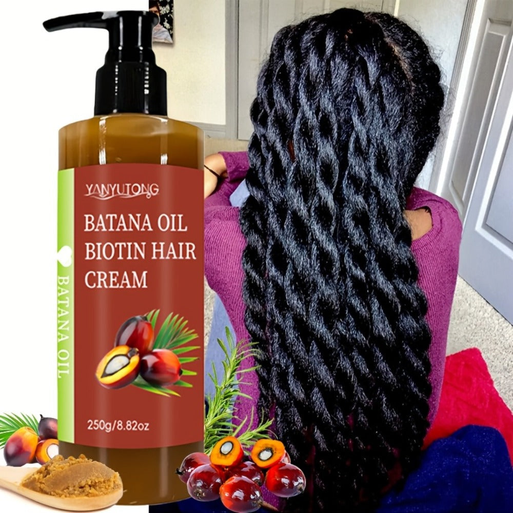 Unrefined Batana Oil Cream 250g with Squalane & Shea Butter – Honduras Deep Moisturizing Hair Treatment, Repairs Dry Damaged Hair