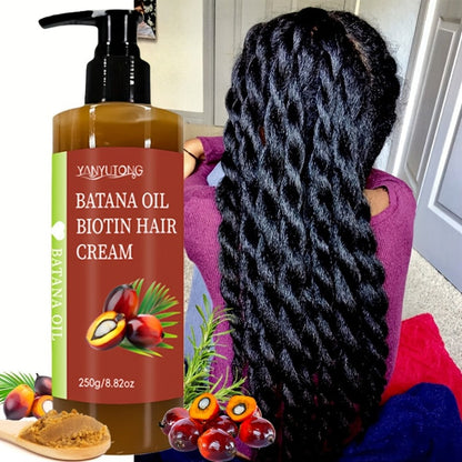 Unrefined Batana Oil Cream 250g with Squalane & Shea Butter – Honduras Deep Moisturizing Hair Treatment, Repairs Dry Damaged Hair