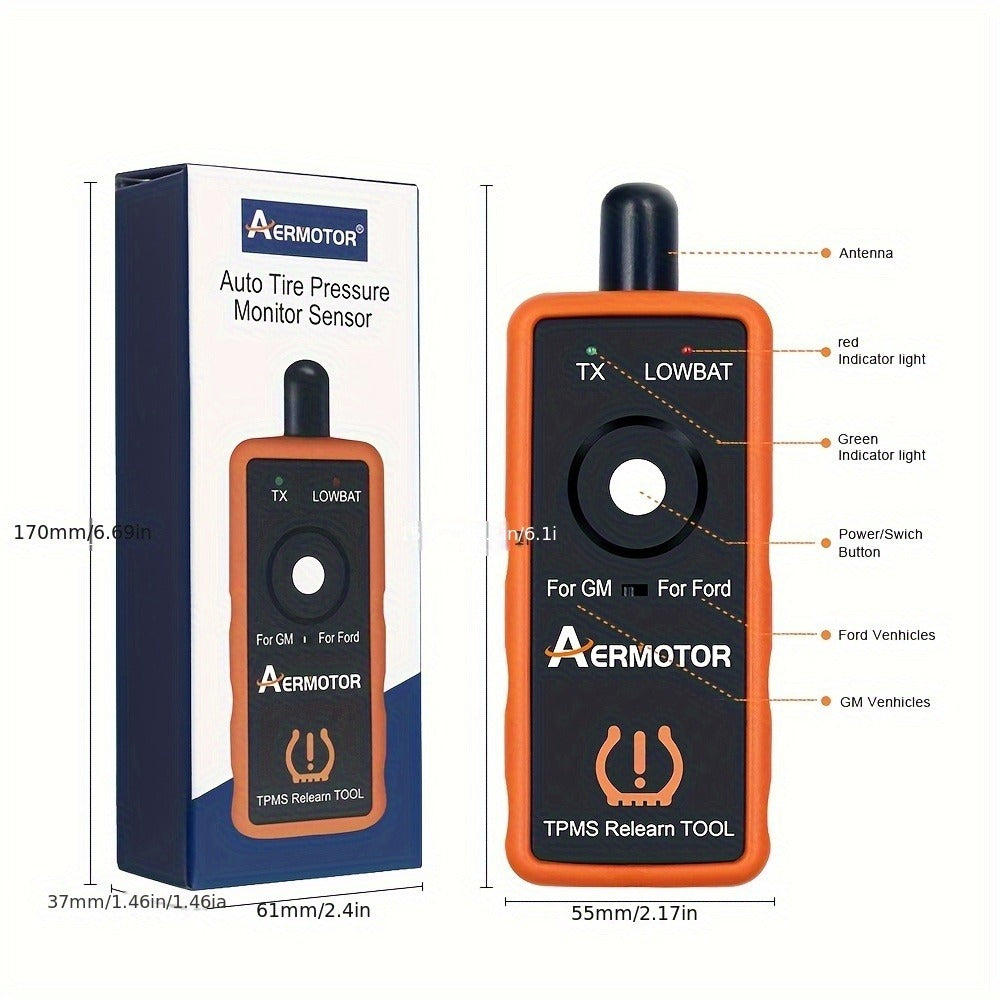 TPMS Relearn Tool 2-in-1 – Tire Pressure Sensor Reset & Activation for Ford & GM | 315MHz 433MHz | EL-50448 Compatible Automotive Diagnostic