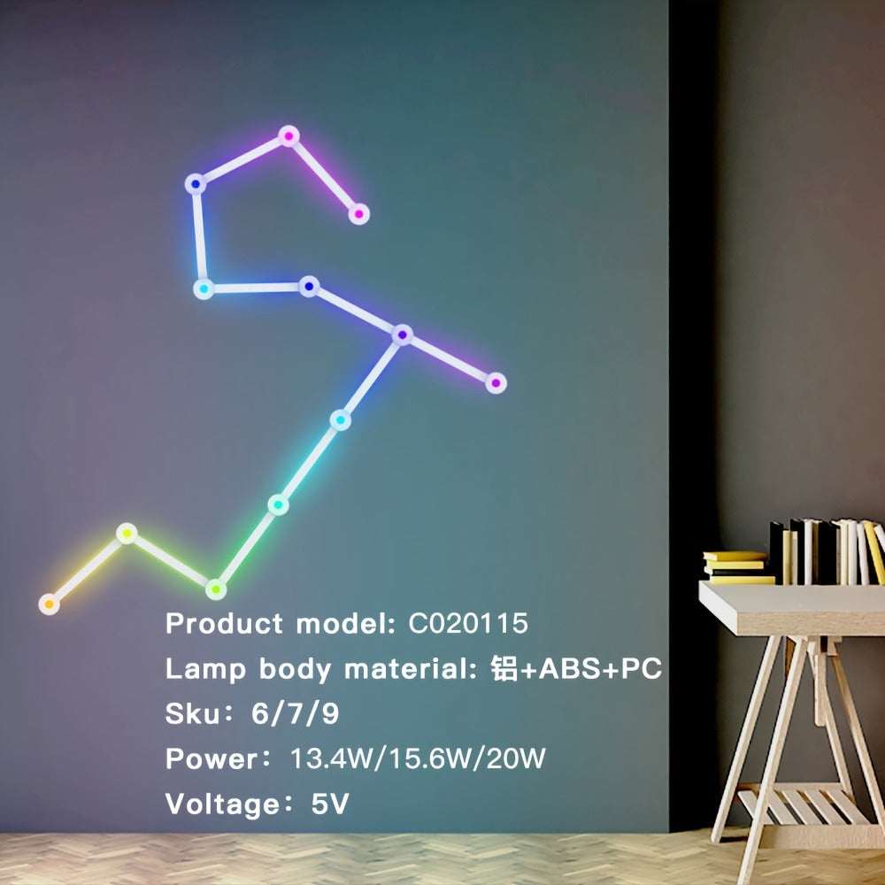 Modular LED Atmosphere Light 9pcs Starry Sky RGB, Freely Splicing, Music Sync, App & Voice Control