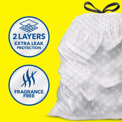 13-Gallon White Drawstring Trash Bags, Fragrance-Free 160-Count Box with Liners for Tall Kitchen Cans
