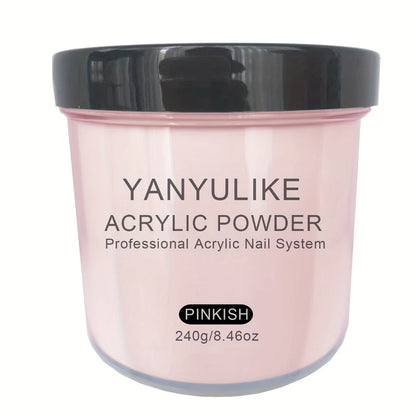 240g Acrylic Nail Powder Jar in Clear, Pink, Nude or White for Use with Compatible Acrylic Liquid