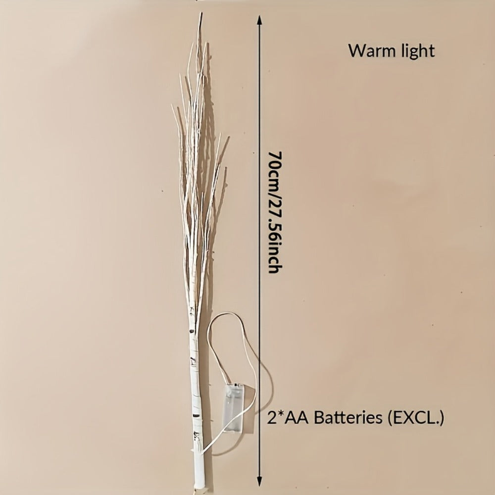 Birch Branch Lights Set of 2, Artificial Luminous Birch Tree Branches with Green Leaves & LED Fairy Lights