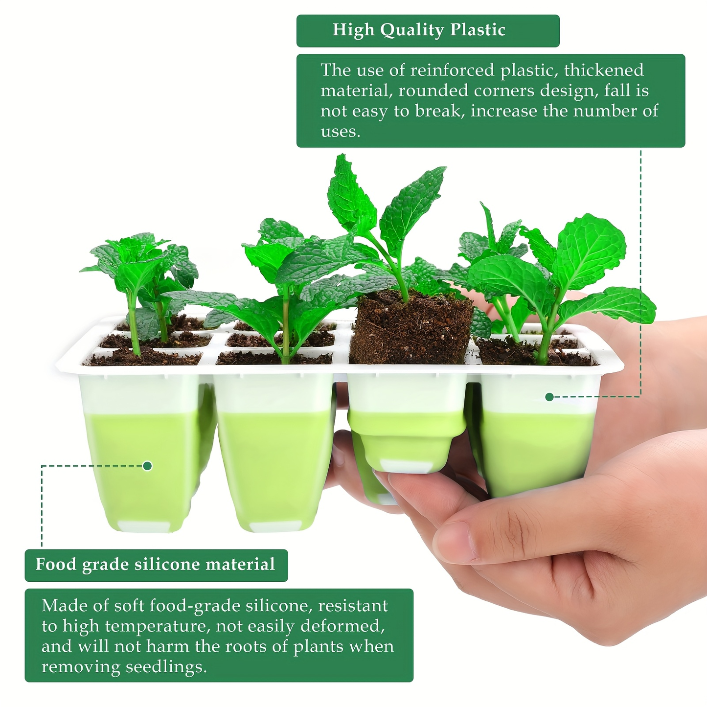 Seed Starting Tray with Flexible Pop-Up Units | Easy Transplant No Root Damage | Optimal Drainage | Reusable Seedling Tray 2pcs 6pcs 10pcs