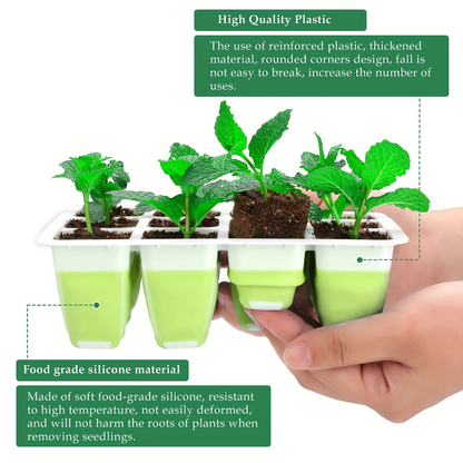 Seed Starting Tray with Flexible Pop-Up Units | Easy Transplant No Root Damage | Optimal Drainage | Reusable Seedling Tray 2pcs 6pcs 10pcs