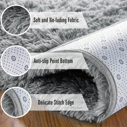 Shaggy Plush Area Rug – Soft Fluffy Carpet for Living Room, Bedroom & Sofa | Non-Slip Machine Washable Tie-Dye & Solid Color Long Pile Rug |