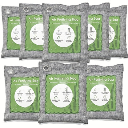 Bamboo Charcoal Air Purifying Bags Odor Absorber & Moisture Absorber Natural Activated for Entryways, Bedrooms and Living Spaces