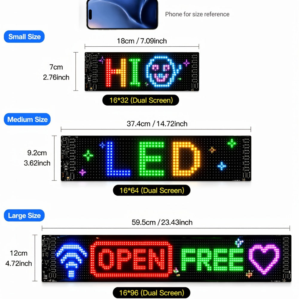 Programmable LED Sign, Flexible Matrix Display with App Control, Custom Text & Animations, Music Sync