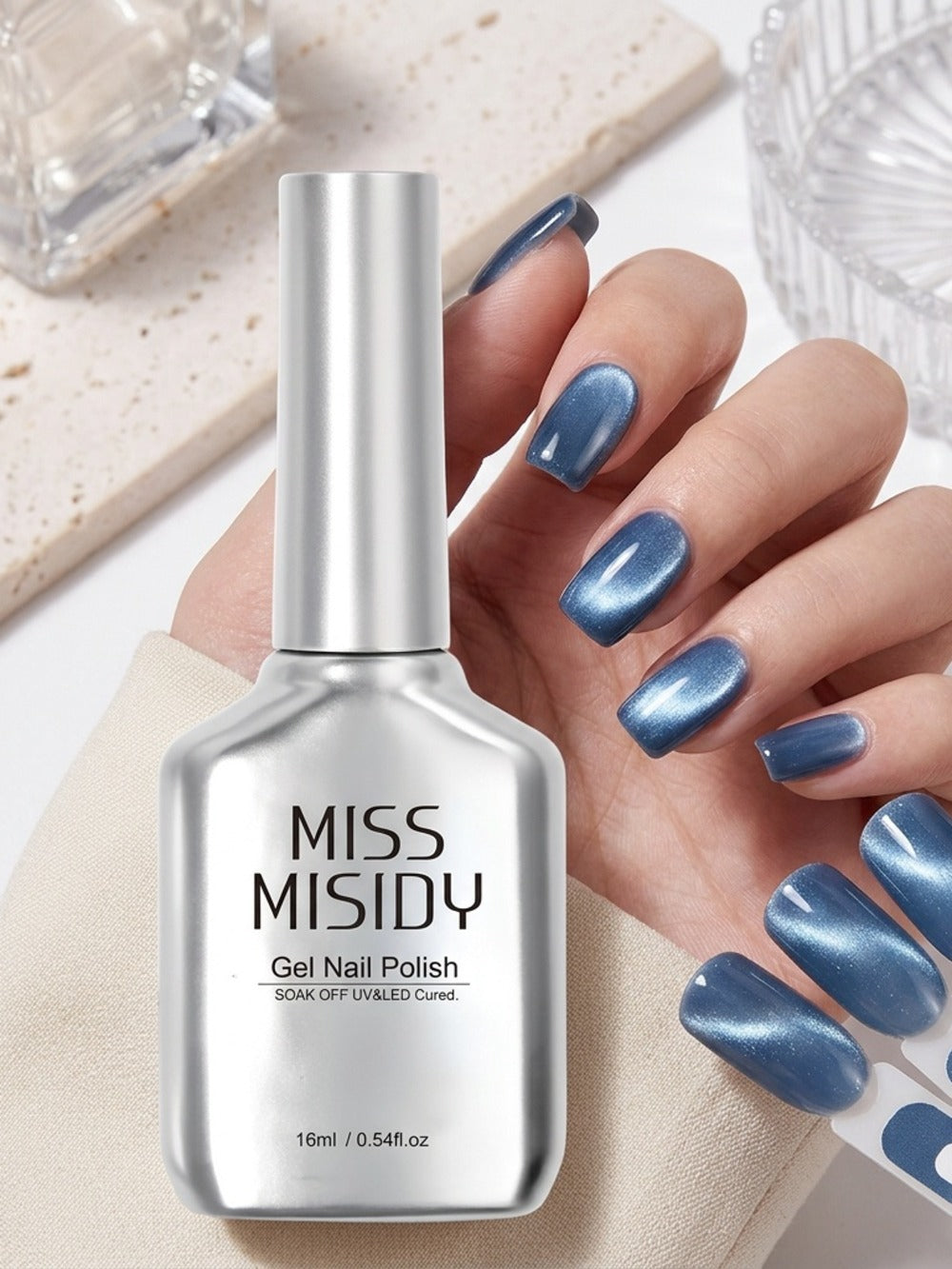 Cat Eye Gel Nail Polish Jelly Blue 0.54oz Sheer Glass-Like Finish – UV LED Soak-Off Long-Lasting Gel Polish for Manicure & Pedicure