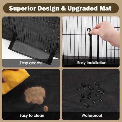 Small Animal Playpen & Guinea Pig Cage – 48'' C&C Cage with PVC Bottom Liner, One-Hand Release Hook & Triple Fixing