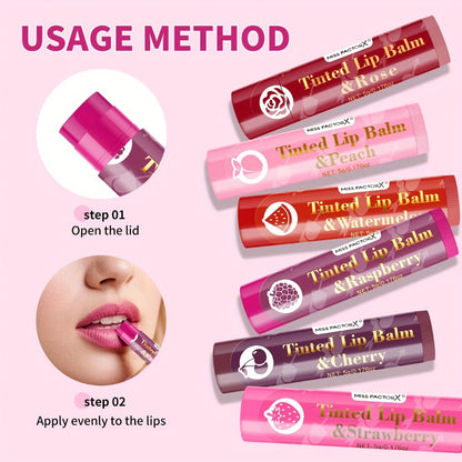 MISS FACTOR 30-Piece Tinted Lip Balm Set with Capped Tubes Organized into Six Color Groups