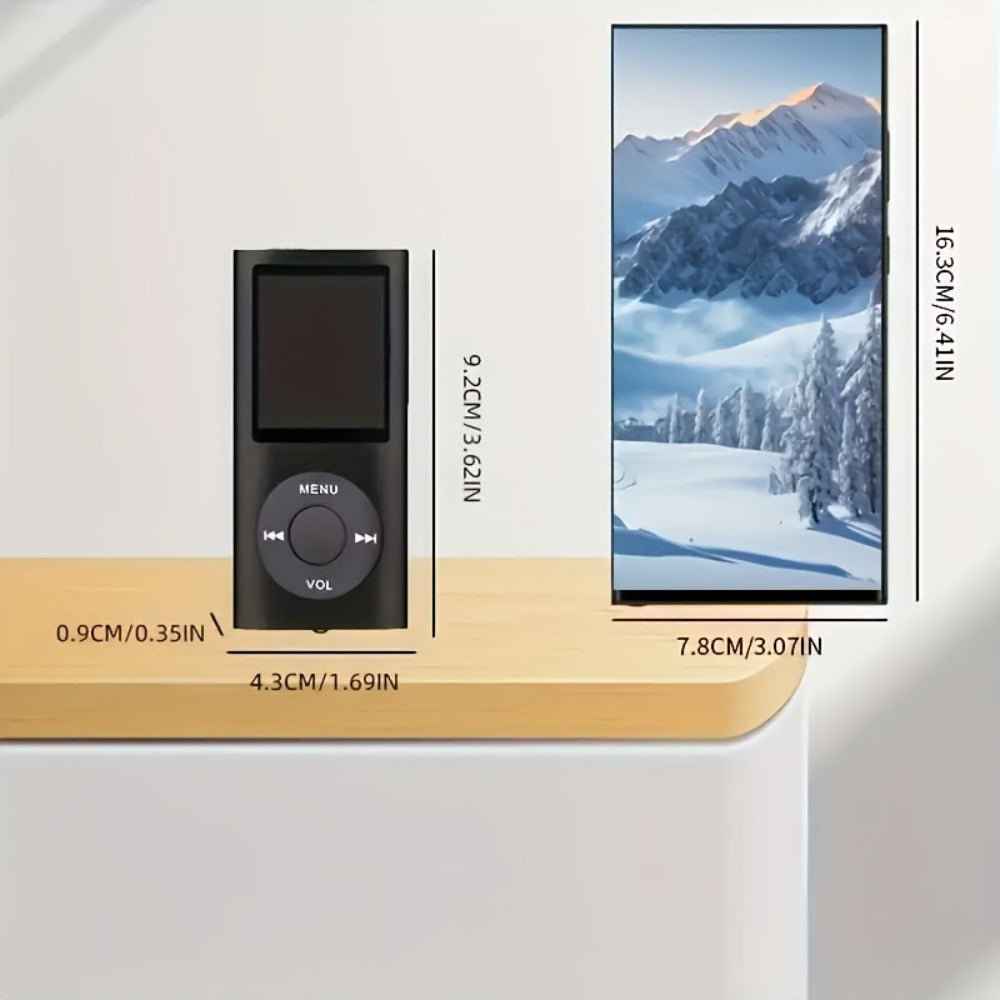Portable MP3 and MP4 Player with 128GB Card Support, LCD Screen and Six Green, Black, Red, Blue or Silver Models
