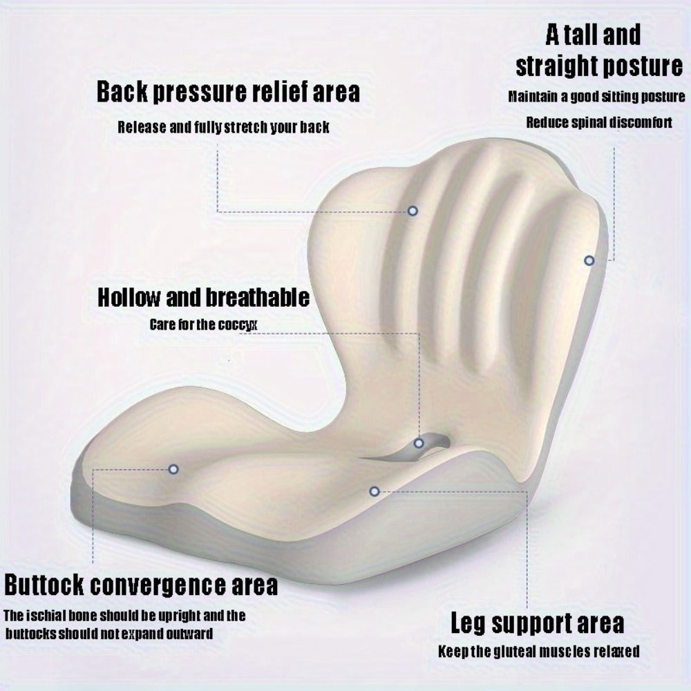Hip & Lumbar Support Seat Cushion Ergonomic Memory Foam – Breathable High-Density Back Support Pillow for Office Chair