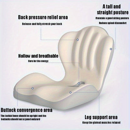 Hip & Lumbar Support Seat Cushion Ergonomic Memory Foam – Breathable High-Density Back Support Pillow for Office Chair