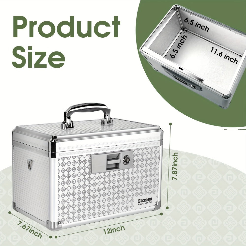 Locking Medicine Storage Box Aluminum Alloy with Key Lock & Handle, High- Family Medicine Organizer