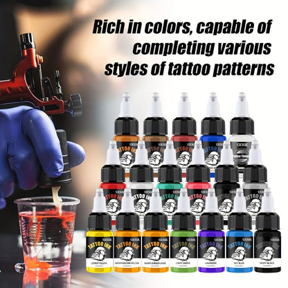 Tattoo Ink Set Professional 7 & 18 Colors 20ml Large Bottle Tattoo Cartridge Ink Kit for Temporary Body Art, Festivals and Costumes