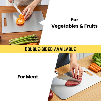 Three-Piece Stainless-Steel-Labeled Cutting Board Set with Rounded Corners, Handles and Graduated Sizes
