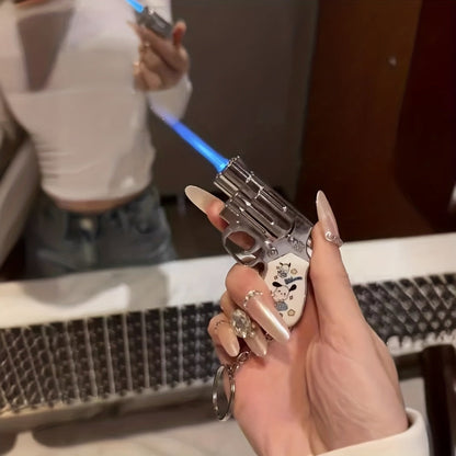 Cute Cartoon Lighter with Keychain, Sanrio Hello Kitty & Kuromi Mini Windproof Flame Lighter, Portable Blue Fire Lighter for Cigarettes