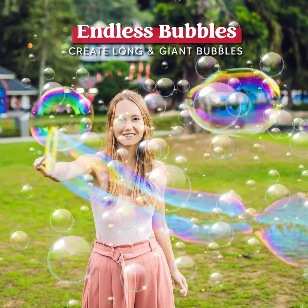 Giant Bubble Wands Set 18 Pieces, 3 Sizes with Tray & Concentrated Solution for Parties, Celebrations and Guest Favors