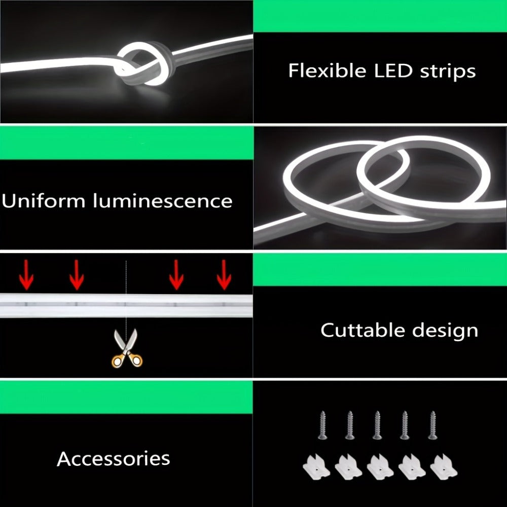 RGB LED Rope Lights with App & Remote Control, Flexible Neon Strip, Music Sync, Multiple Modes, for Gaming Setup