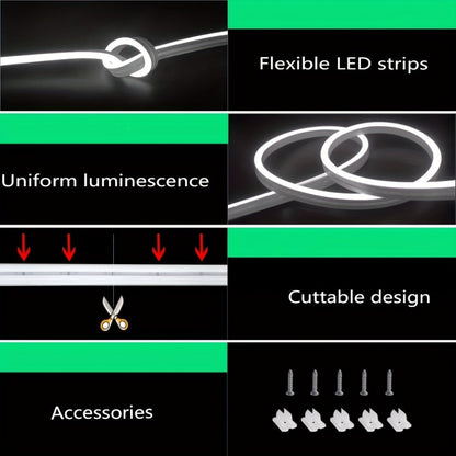 RGB LED Rope Lights with App & Remote Control, Flexible Neon Strip, Music Sync, Multiple Modes, for Gaming Setup