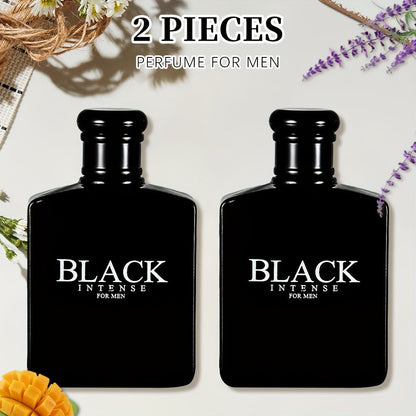 Men's Cologne Black Intense 100ml Eau de Toilette Two-Bottle Set in Matching Black Spray Bottles