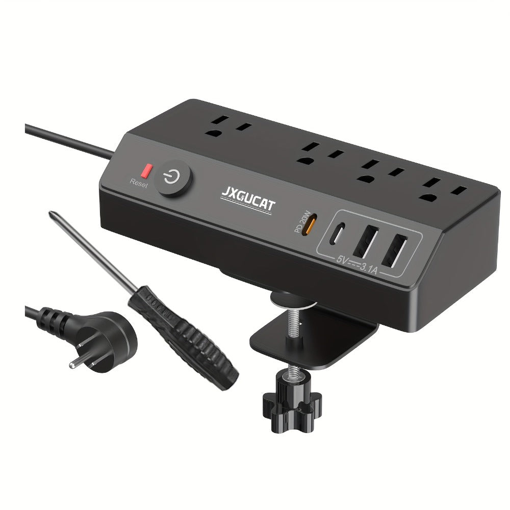 Desk Clamp Power Strip with USB-C PD 20W Fast Charging - 4 AC Outlets 4 USB Ports Surge Protector for an Everyday Personal Care Routine