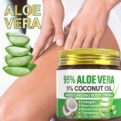 Aloe Vera Collagen Face Cream, Two Jar Set with Hyaluronic Acid and Coconut Oil for Daily Moisture
