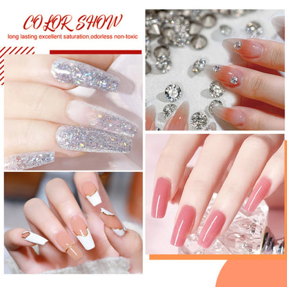 20-Color Gel Nail Polish Kit, Model ZH666-2 with UV LED Lamp, Red-to-Pink Shades, Base Coat and Top Coats
