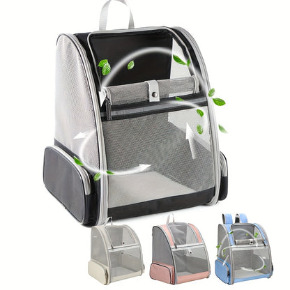 Pet Carrier Backpack for Cats and Dogs, Breathable Mesh Ventilation Transparent Window Foldable Travel Bag with Chest Buckle Removable Mat