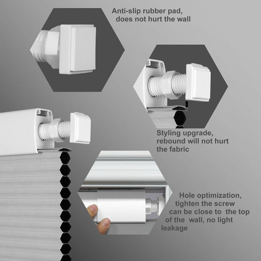 Cordless Honeycomb Cellular Shades No Drill No Tools Install - Color-Matched Blackout & Window Blinds