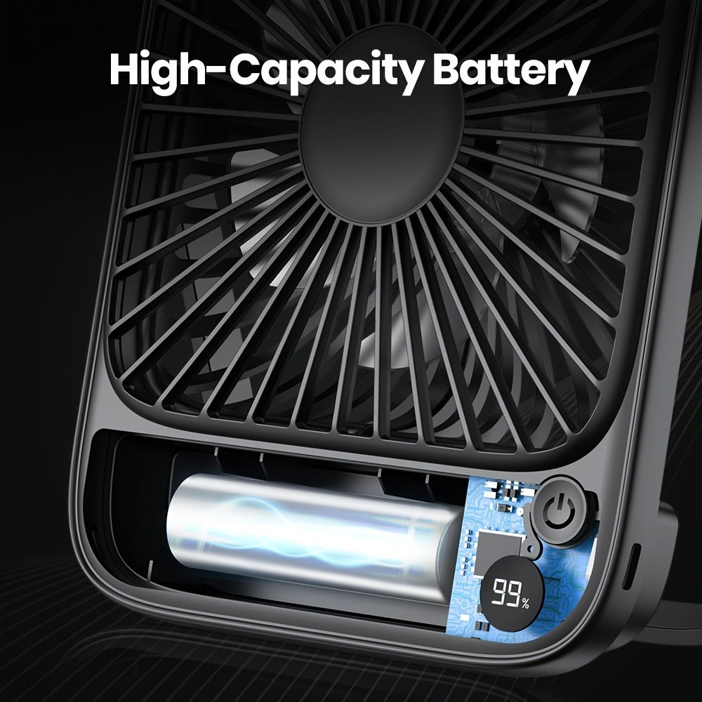 USB Desk Fan Battery Operated, 2000mAh & 5000mAh Rechargeable Mini Personal Fan, 4-Speed Adjustable