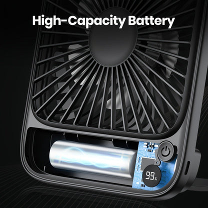 USB Desk Fan Battery Operated, 2000mAh & 5000mAh Rechargeable Mini Personal Fan, 4-Speed Adjustable