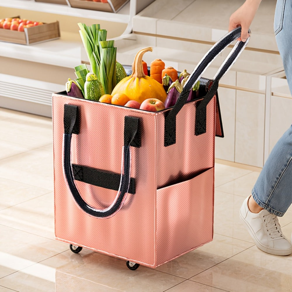 Rolling Grocery Bag with Wheels 60L Extra Large | 16 Gallon Heavy Duty Foldable Shopping Cart Waterproof | Multi-Function Travel Tote