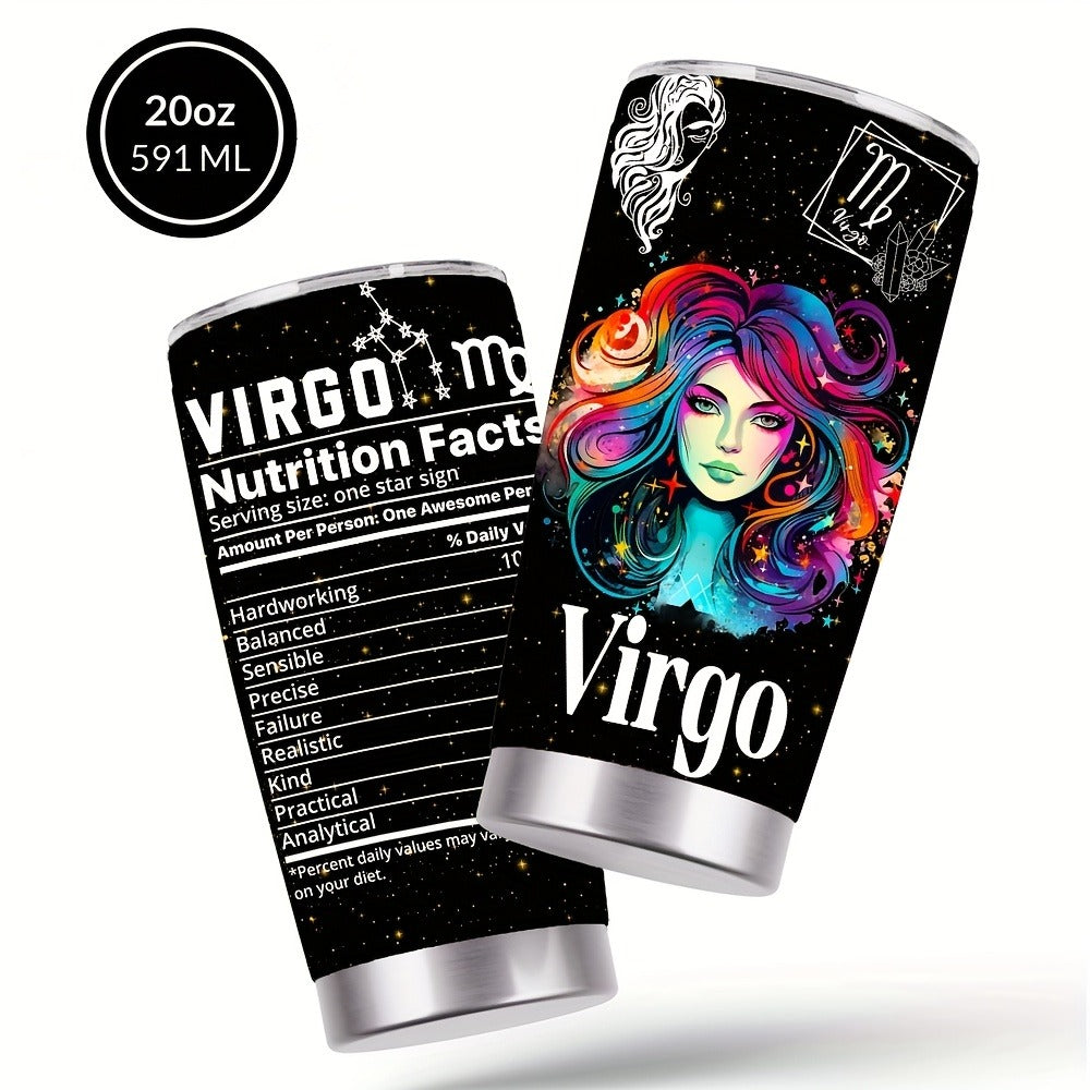 Insulated Tumbler 20oz Zodiac Sign 304 Stainless Steel with Lid, Straw and 12 Horoscope Options