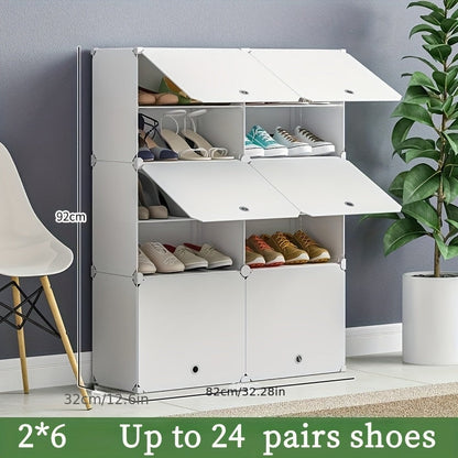 Shoe Rack Organizer Free Standing, Shoe Storage Cabinet for Boots, Slippers & High Heels, 2×6 / 3×8 Tier Shoe Shelf for Closet