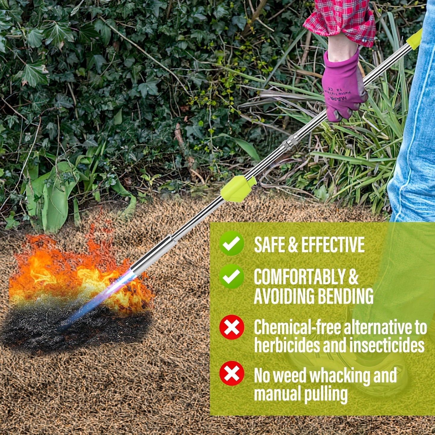 Propane Weed Torch, Flame Weeder Ice Melter Outdoor Roof Driveway for Garden, Patio and Yard Use