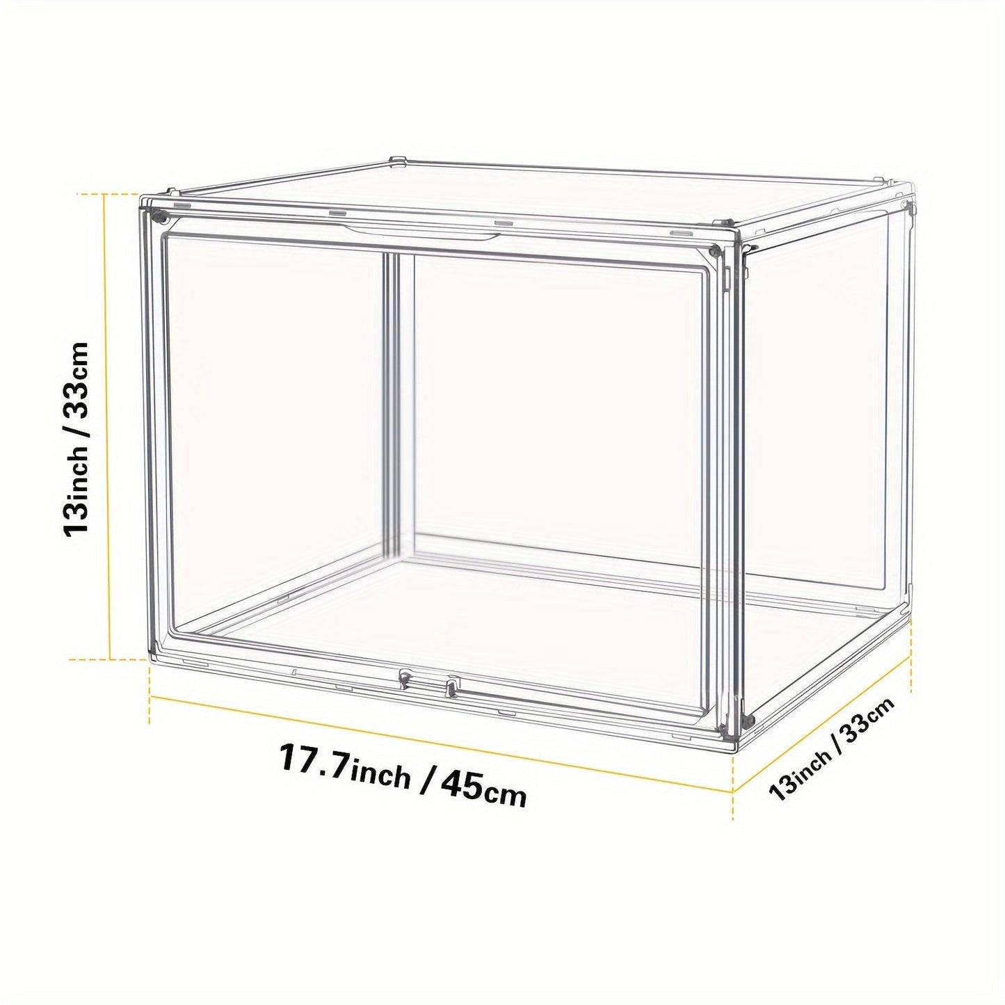 XL Clear Stackable Acrylic Storage Bins with Magnetic Lid – Dustproof Large Display Case for Figures, Collectibles, Helmets, Shoes, Bags