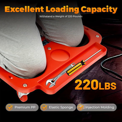 Rolling Knee Pad Creeper with Wheels Foam-Filled Knee Cups 20x5.5 Inch for Automotive Repair Flooring Garage Mechanic Kneeling Platform