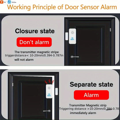 WiFi Door and Window Sensor 4-Pack, Tuya Smart Home Security Alarm System, No Hub Required, App Control