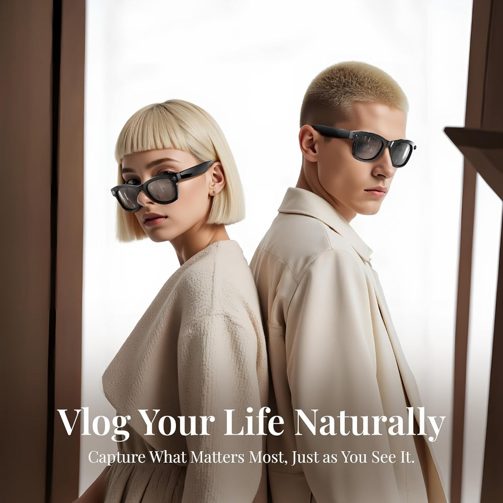Smart Glasses Camera and Camera-Free Eyewear with Photochromic, Transparent and Black Lens Options