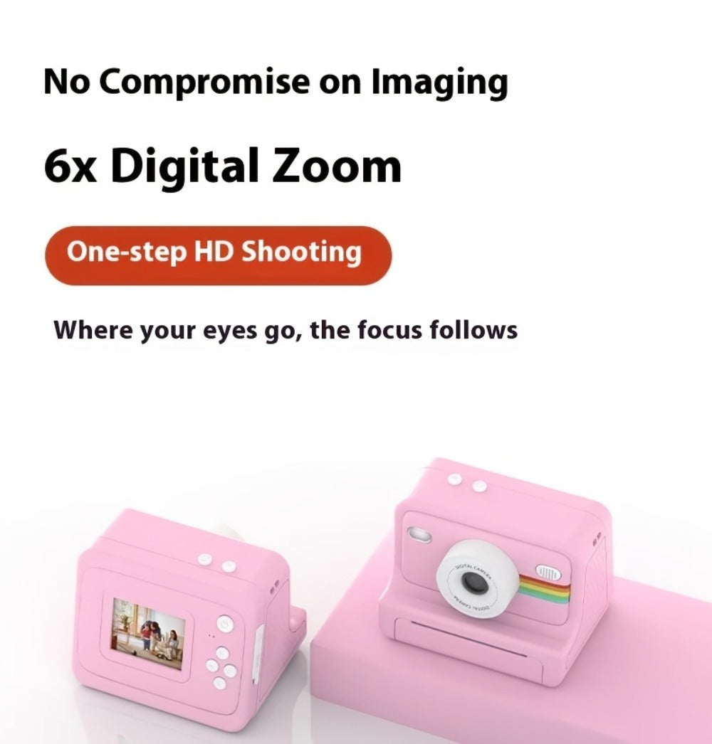 Instant Print Digital Camera with 1-Second Photo Printing, 1080P HD Screen, Selfie & Video Camera