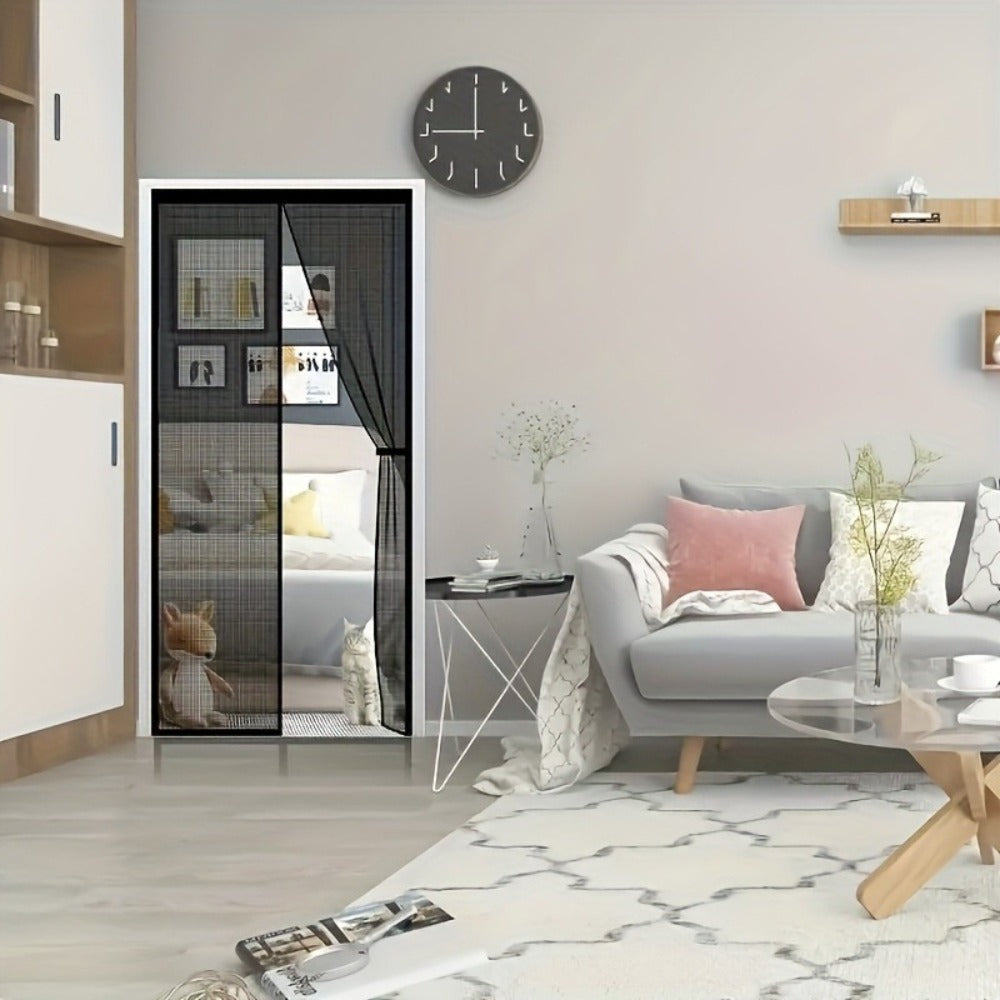 Magnetic Screen Door with Heavy Duty Metal Frame – Self-Closing Mesh Door Curtain, Insect-Proof Bug Screen with Frame Shackle