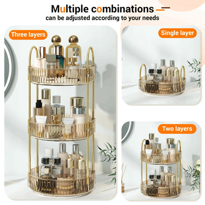 360 Rotating Makeup Organizer Skincare Storage Rack – Multi-Layer Detachable Cosmetic Organizer for Perfume, Lipstick, Skincare