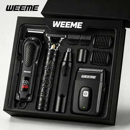 Men's Professional Hair Clipper and Trimmer Set Wireless USB Rechargeable Hair Cutting Kit for Hair and Beard Precise Grooming Gift for Dad