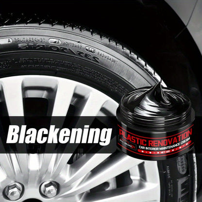 Car Plastic Restorer & Black Interior Trim Polish – Scratch Repair Paste, Anti-Aging Refurbishment Wax for Dashboard, Bumper